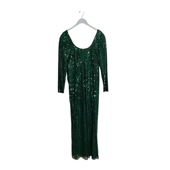 Mac Duggal 5379 Forest Green Sequin Beaded Long Sleeve Gown Size 10 - Picture 6 of 8